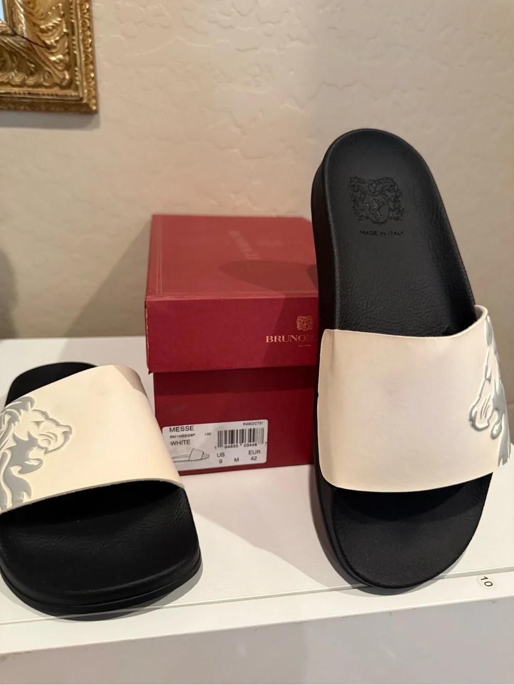 Bruno Magli Men's Messe Lion Head Slide Sandal mens size 9 NWT